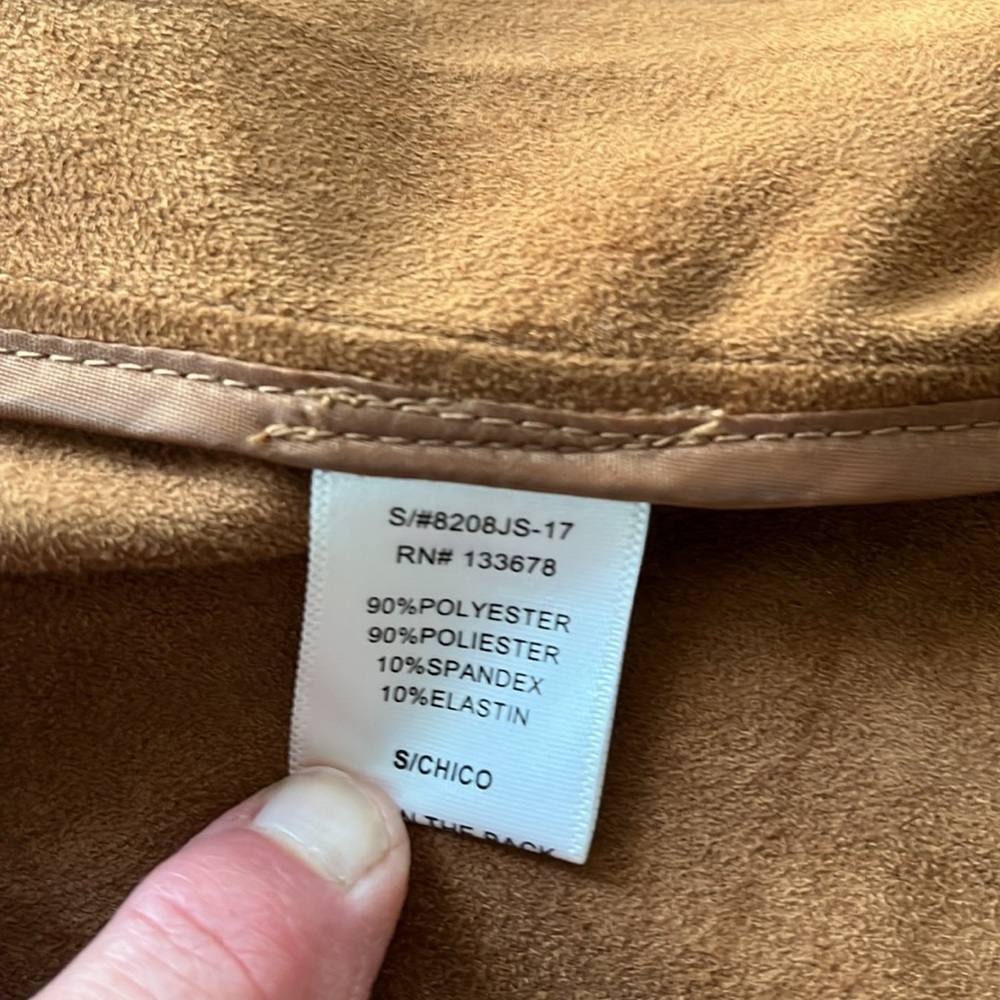 LE3NO Draped Faux Suede Moto Jacket Brown Size Small - Picture 5 of 7